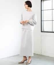 FMBAG02210 MICHEL KLEIN(ミッシェルクラン) [セットアップ対応]ダンボールニットフォルムプルオーバー チャコールブラウン
