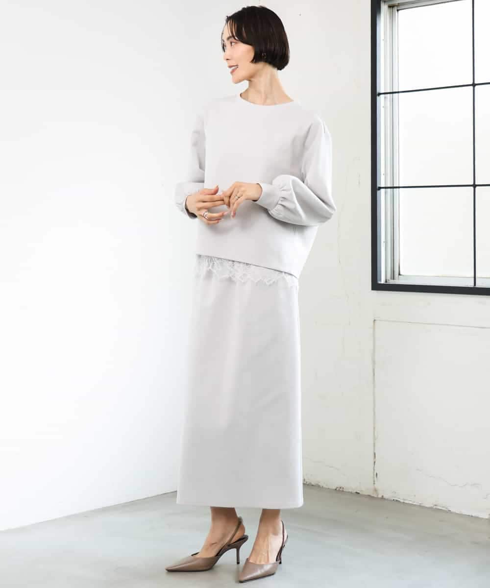 FMBAG02210 MICHEL KLEIN(ミッシェルクラン) [セットアップ対応]ダンボールニットフォルムプルオーバー チャコールブラウン