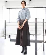 FMBAG06230 MICHEL KLEIN(ミッシェルクラン) スタンドカラーブラウス ライトブルー