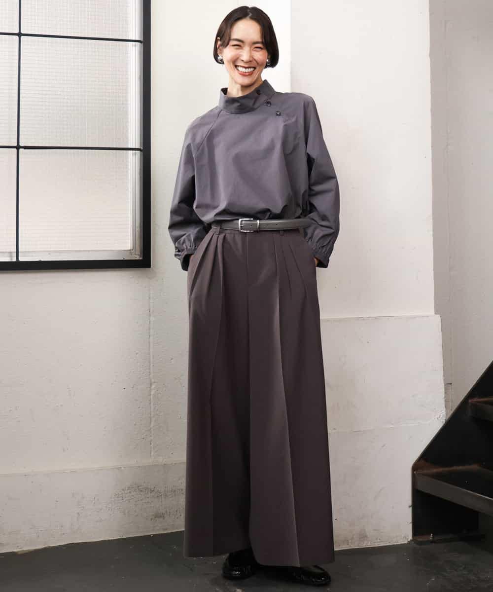 FMBAG06230 MICHEL KLEIN(ミッシェルクラン) スタンドカラーブラウス ライトブルー