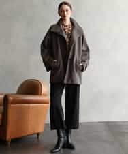 FMBAG40260 MICHEL KLEIN(ミッシェルクラン) [セットアップ対応/オリジナルプリント]レオパードサテンブラウス ベージュ