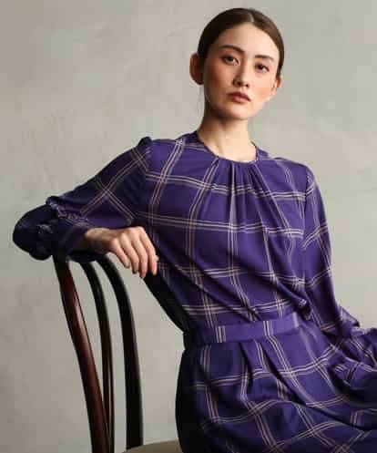 FMBAG43260 MICHEL KLEIN [セットアップ対応]ウィンドウペーンシフォンブラウス