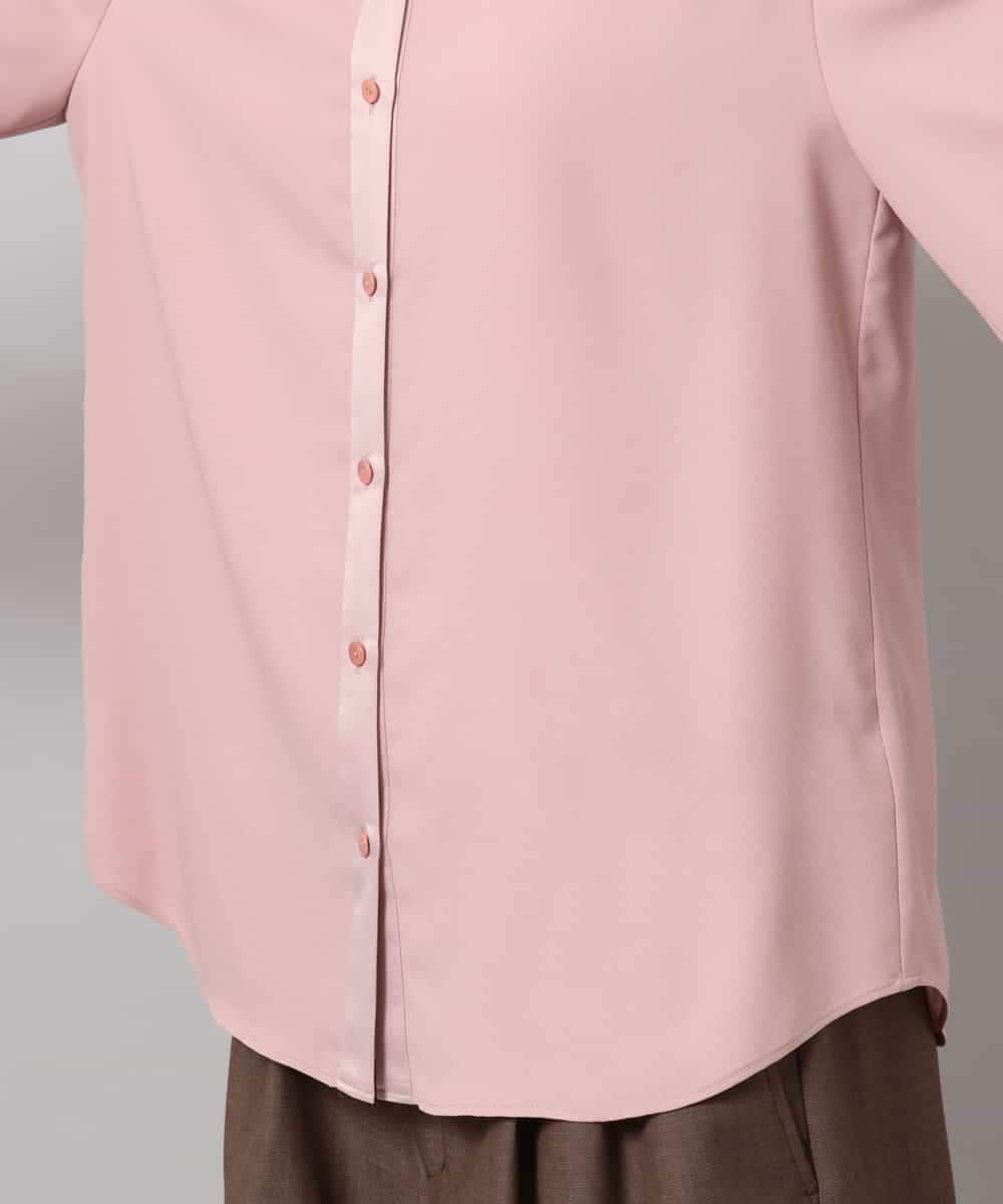 FMBAG50260 MICHEL KLEIN(ミッシェルクラン) バンドカラーサテンブラウス ピンク