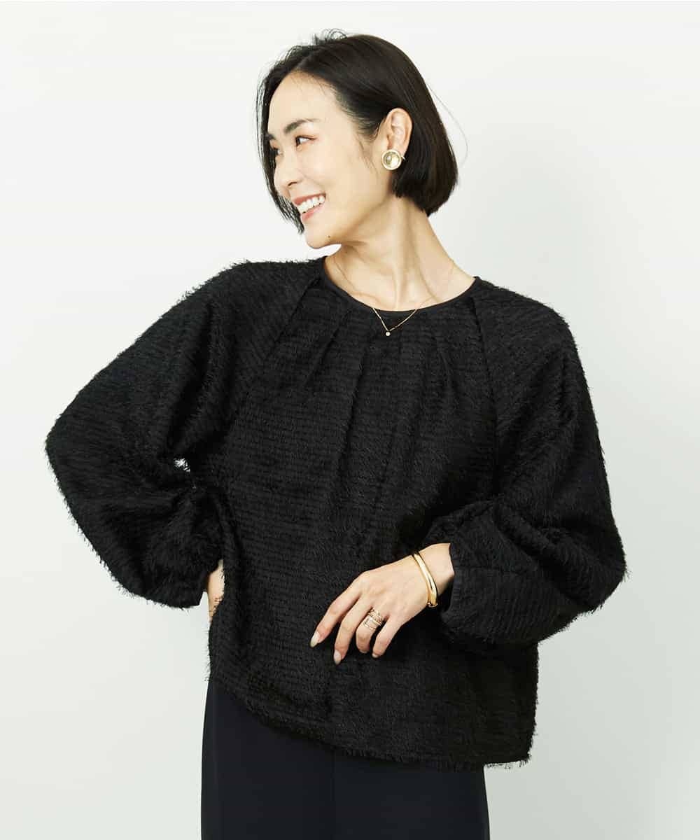 FMBDD03220 MICHEL KLEIN(ミッシェルクラン) [セットアップ対応]袖ボリュームブラウス ブラック
