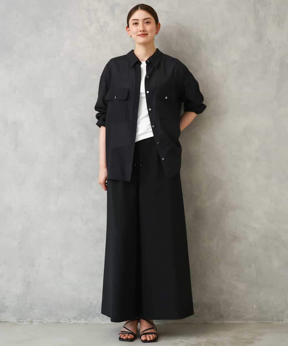 FMBGD06230 MICHEL KLEIN(ミッシェルクラン) シアーツイルオーバーシャツ ブラック