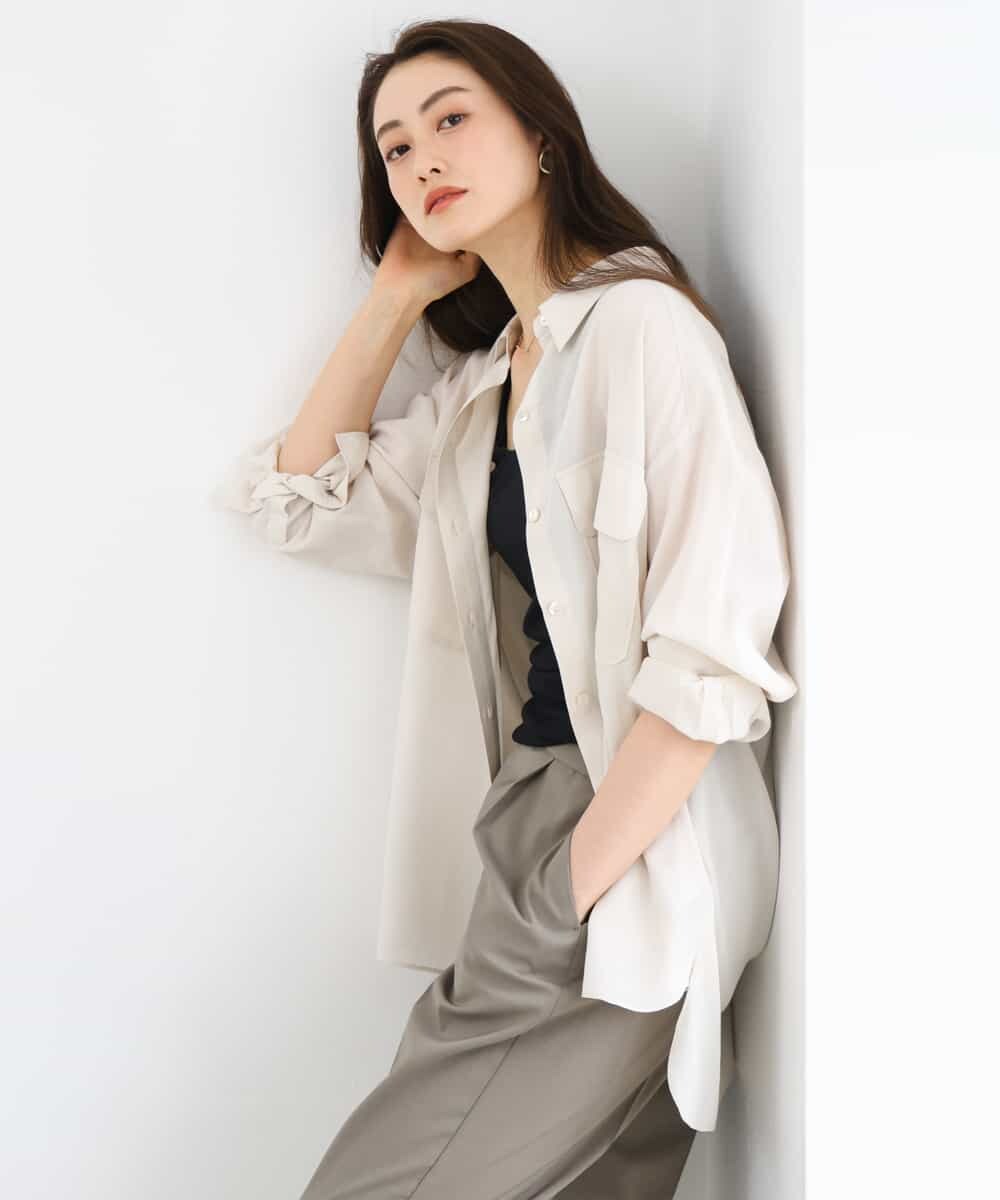 FMBGD06230 MICHEL KLEIN(ミッシェルクラン) シアーツイルオーバーシャツ ブラック