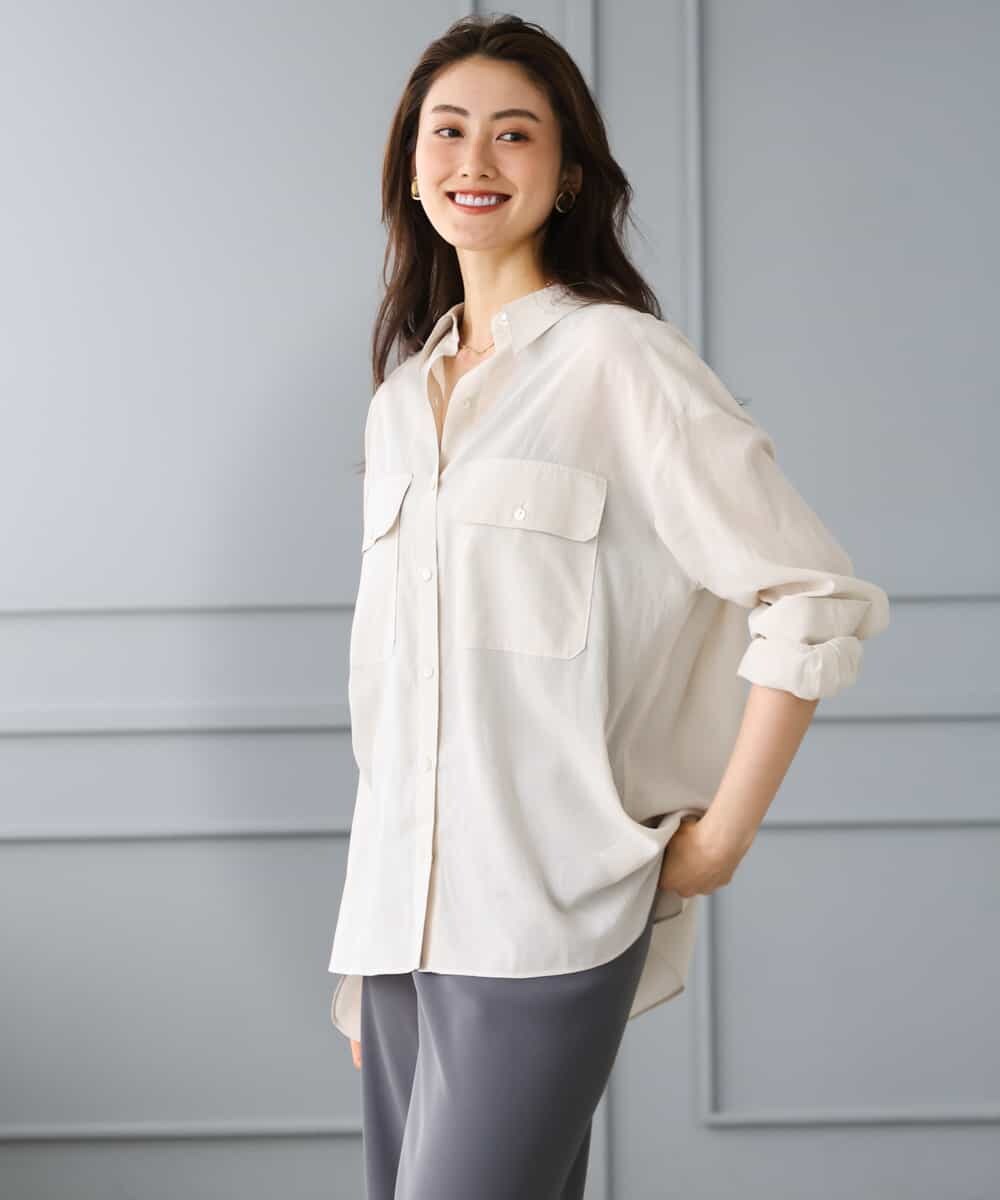 FMBGD06230 MICHEL KLEIN(ミッシェルクラン) シアーツイルオーバーシャツ ブラック