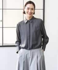 FMBGD07290 MICHEL KLEIN(ミッシェルクラン) シアータッチ ドローストリングシャツブラウス アイボリー