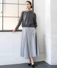 FMBGD07290 MICHEL KLEIN(ミッシェルクラン) シアータッチ ドローストリングシャツブラウス アイボリー