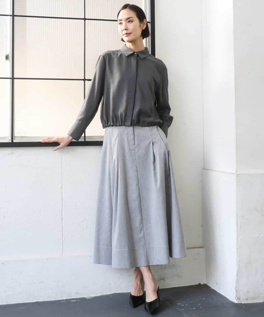 FMBGD07290 MICHEL KLEIN(ミッシェルクラン) シアータッチ ドローストリングシャツブラウス アイボリー
