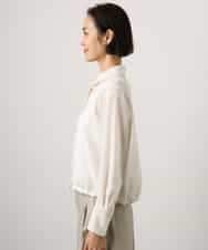 FMBGD07290 MICHEL KLEIN(ミッシェルクラン) シアータッチ ドローストリングシャツブラウス ダークグレー