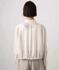 FMBGD07290 MICHEL KLEIN(ミッシェルクラン) シアータッチ ドローストリングシャツブラウス ダークグレー