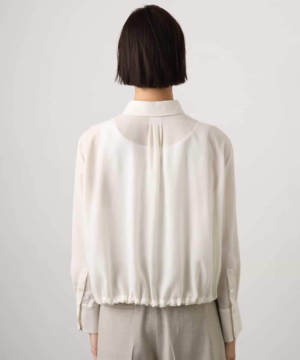FMBGD07290 MICHEL KLEIN(ミッシェルクラン) シアータッチ ドローストリングシャツブラウス ダークグレー