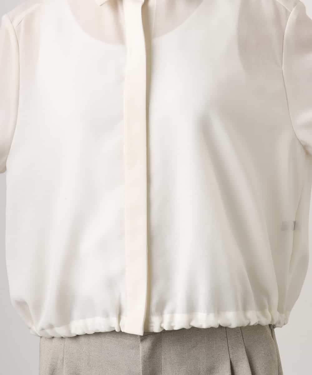 FMBGD07290 MICHEL KLEIN(ミッシェルクラン) シアータッチ ドローストリングシャツブラウス ダークグレー