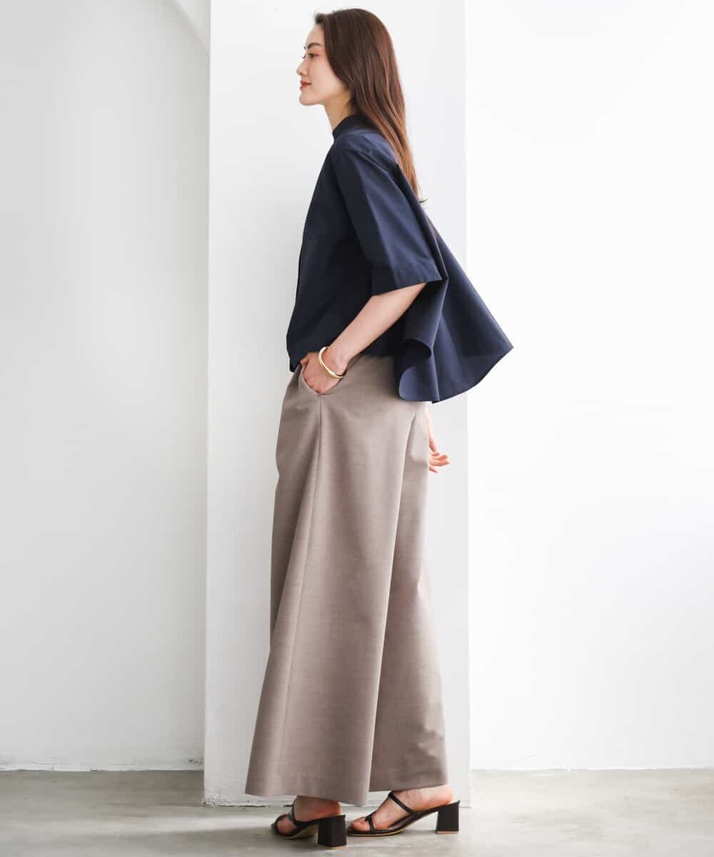 FMBGD08200 MICHEL KLEIN(ミッシェルクラン) バンドカラーテントラインシャツ ブルー