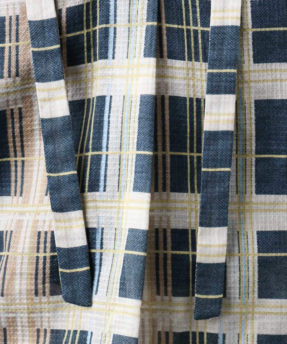 FMBGD10390 MICHEL KLEIN(ミッシェルクラン) [セットアップ対応]チェック柄細めリボンスキッパーブラウス アイボリー