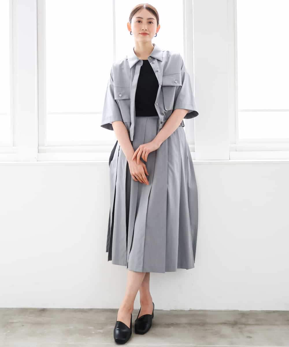 FMBGD12290 MICHEL KLEIN(ミッシェルクラン) [セットアップ対応]ダブルポケットシャツブルゾン カーキ