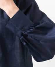 FMBGE10360 MICHEL KLEIN(ミッシェルクラン) [セットアップ対応]ライトワッフルリボンスキッパーブラウス ネイビー
