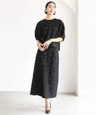 FMBHD05230 MICHEL KLEIN(ミッシェルクラン) [セットアップ対応]フラワージャカードブラウス ブラック