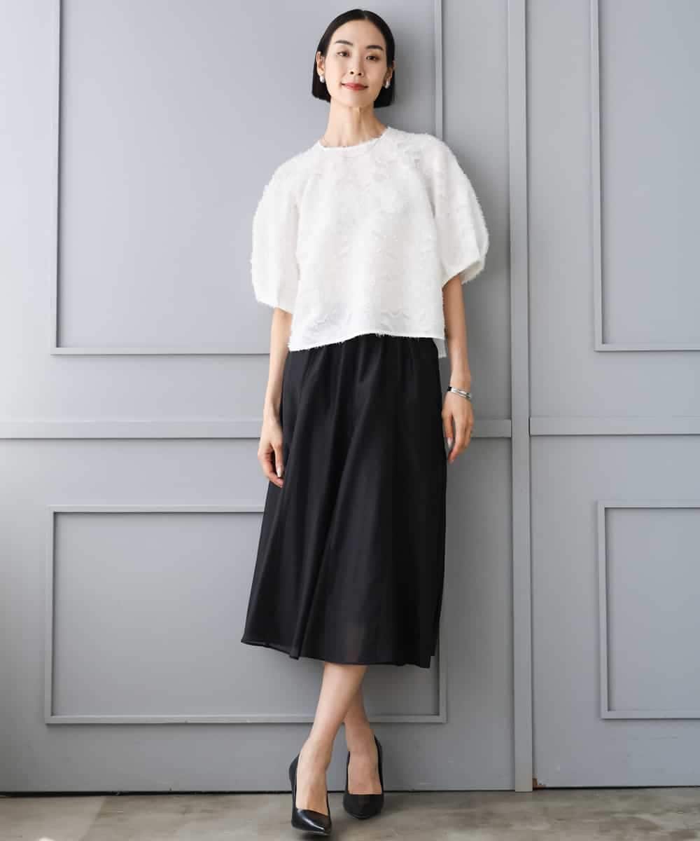 FMBHD05230 MICHEL KLEIN(ミッシェルクラン) [セットアップ対応]フラワージャカードブラウス ブラック