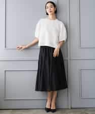 FMBHD05230 MICHEL KLEIN(ミッシェルクラン) [セットアップ対応]フラワージャカードブラウス ブラック