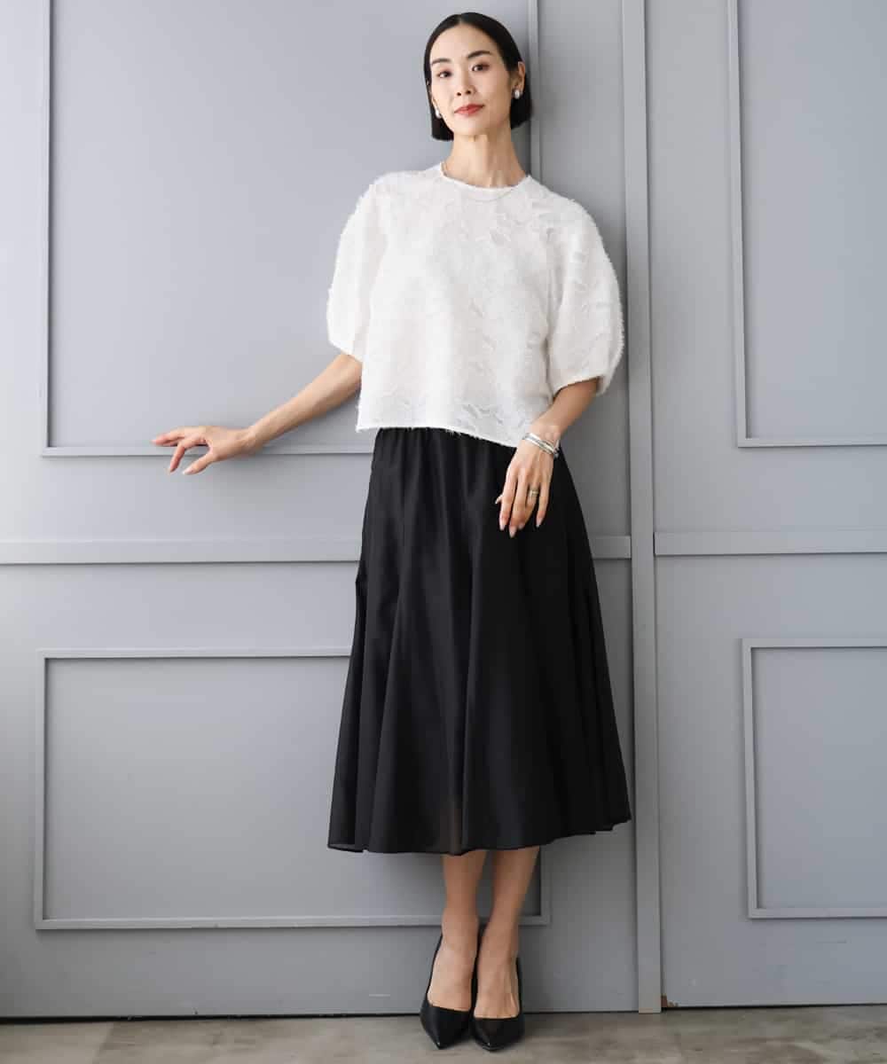 FMBHD05230 MICHEL KLEIN(ミッシェルクラン) [セットアップ対応]フラワージャカードブラウス ブラック