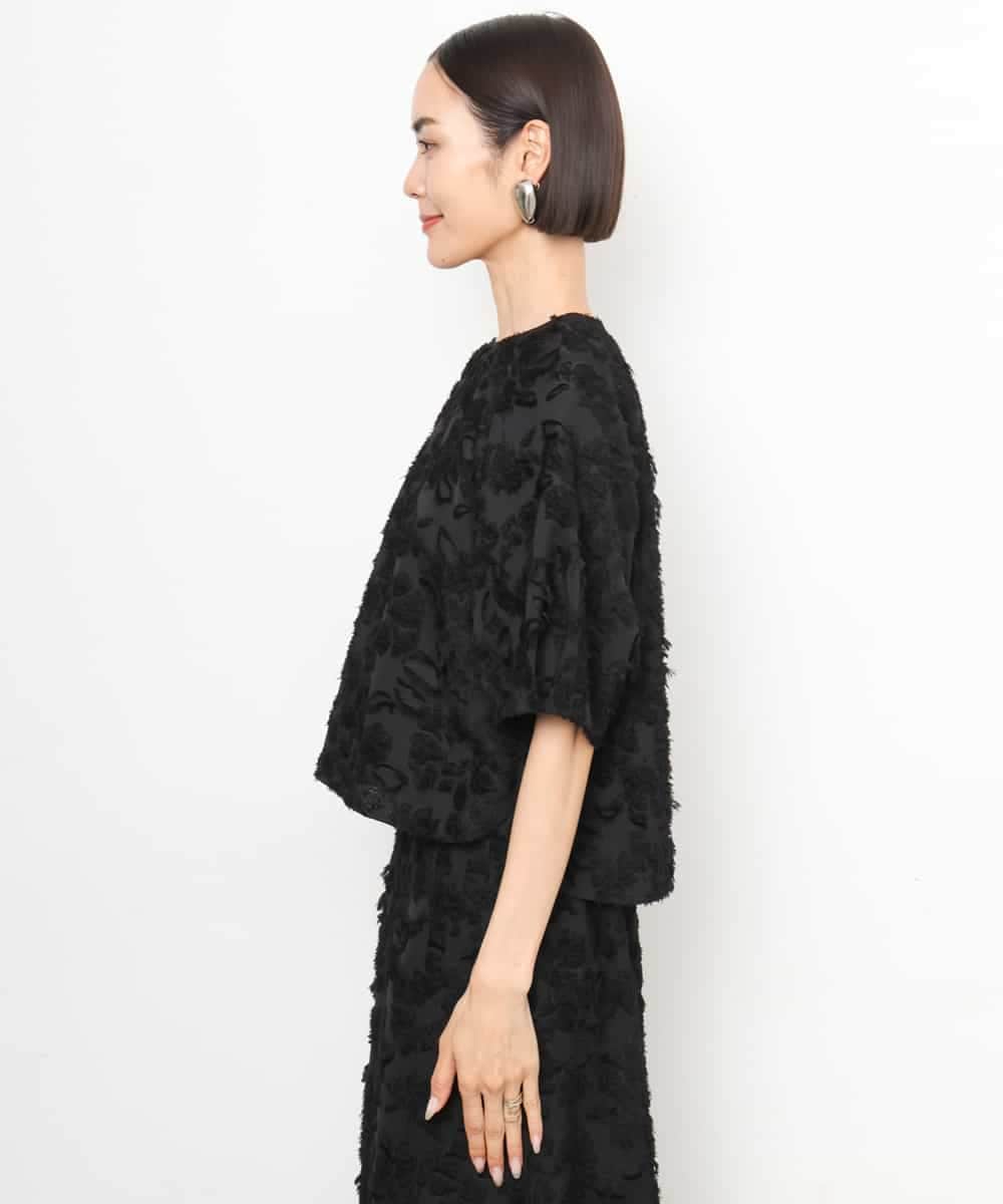 FMBHD05230 MICHEL KLEIN(ミッシェルクラン) [セットアップ対応]フラワージャカードブラウス ブラック