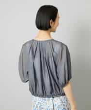 FMBHD05240 MICHEL KLEIN(ミッシェルクラン) [セットアップ対応]デニムライク ギャザーブラウス ネイビー
