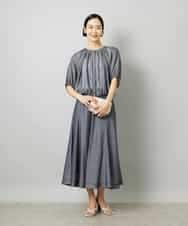 FMBHD05240 MICHEL KLEIN(ミッシェルクラン) [セットアップ対応]デニムライク ギャザーブラウス ネイビー
