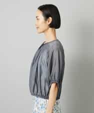 FMBHD05240 MICHEL KLEIN(ミッシェルクラン) [セットアップ対応]デニムライク ギャザーブラウス ネイビー