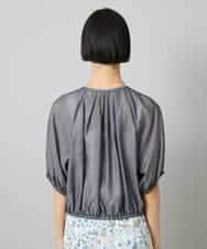 FMBHD05240 MICHEL KLEIN(ミッシェルクラン) [セットアップ対応]デニムライク ギャザーブラウス ネイビー