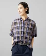 FMBHD06240 MICHEL KLEIN(ミッシェルクラン) シアーチェックシャツ パープル