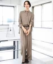 FMBJD01280 MICHEL KLEIN(ミッシェルクラン) [セットアップ対応]ラメチェックオーバーシャツ ベージュ