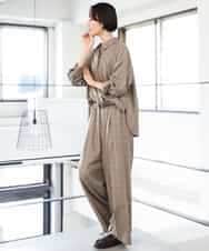 FMBJD01280 MICHEL KLEIN(ミッシェルクラン) [セットアップ対応]ラメチェックオーバーシャツ ベージュ