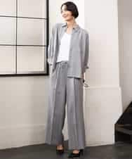 FMBJD01280 MICHEL KLEIN(ミッシェルクラン) [セットアップ対応]ラメチェックオーバーシャツ ベージュ
