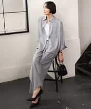 FMBJD01280 MICHEL KLEIN(ミッシェルクラン) [セットアップ対応]ラメチェックオーバーシャツ ベージュ