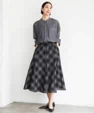 FMBJD02260 MICHEL KLEIN(ミッシェルクラン) シアーシャンブレーバンドカラーシャツ ブラック