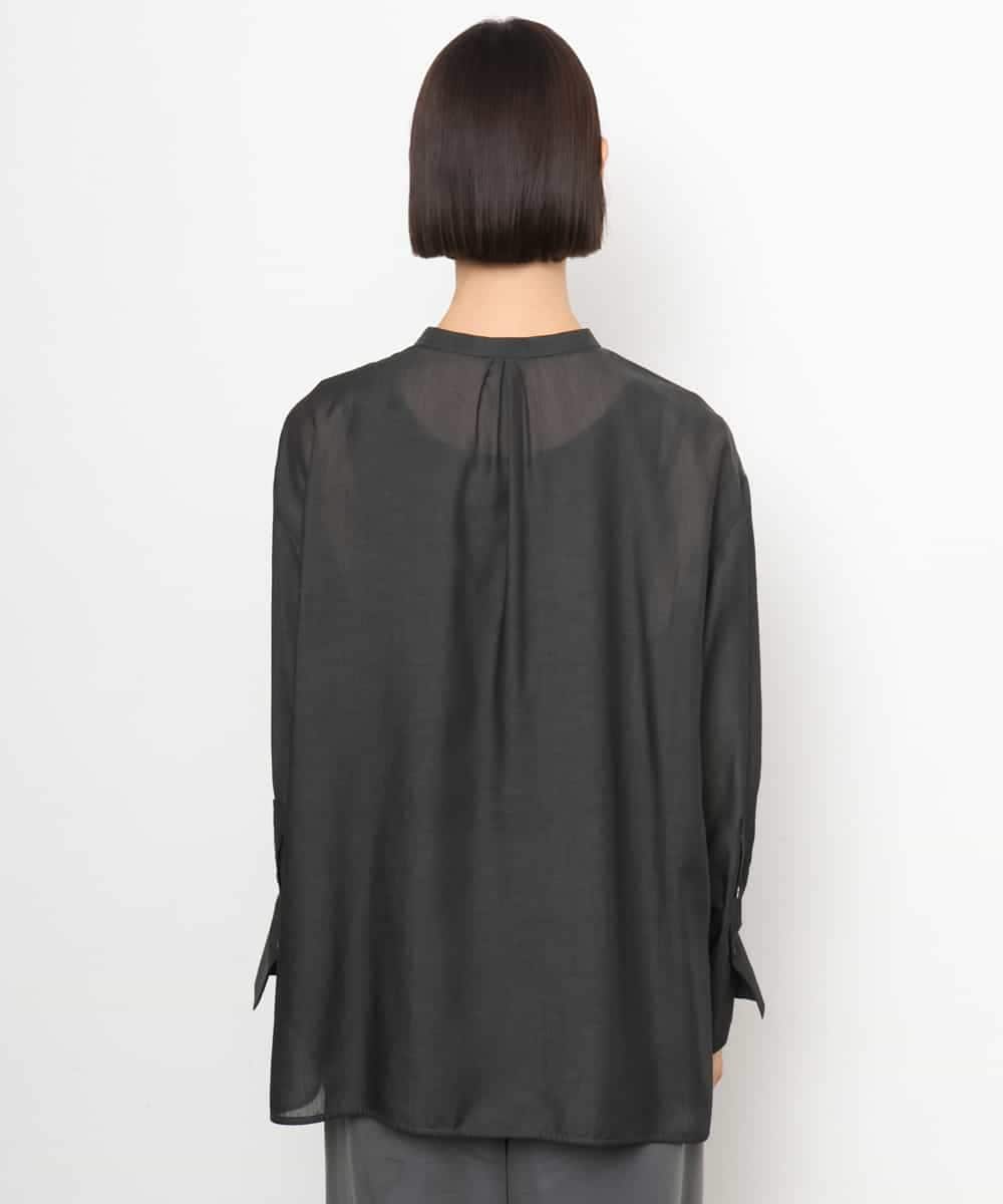 FMBJD02260 MICHEL KLEIN(ミッシェルクラン) シアーシャンブレーバンドカラーシャツ ブラック