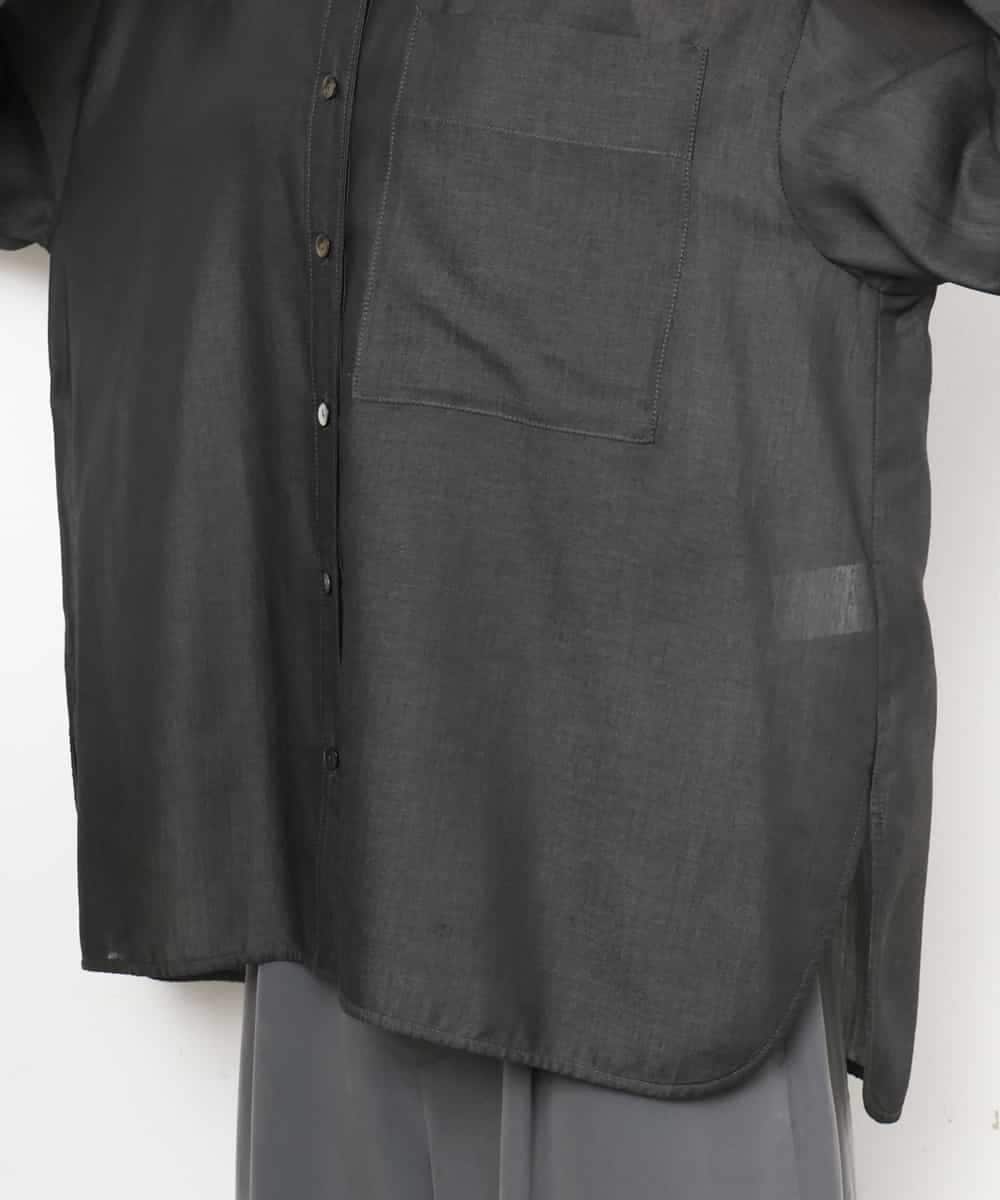 FMBJD02260 MICHEL KLEIN(ミッシェルクラン) シアーシャンブレーバンドカラーシャツ ブラック