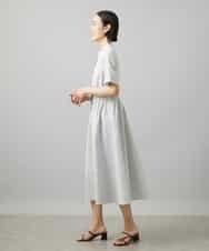 FMEID01370 MICHEL KLEIN(ミッシェルクラン) Vネックフレアワンピース ネイビー