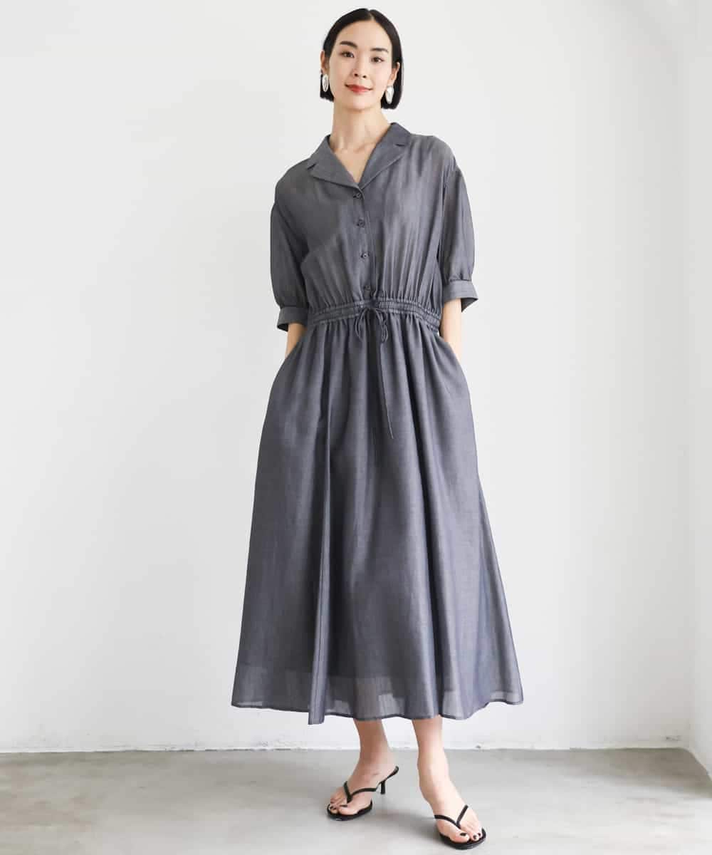 FMEJD02380 MICHEL KLEIN(ミッシェルクラン) デニムライクシャツワンピース ネイビー