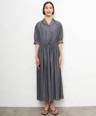 FMEJD02380 MICHEL KLEIN(ミッシェルクラン) デニムライクシャツワンピース ネイビー