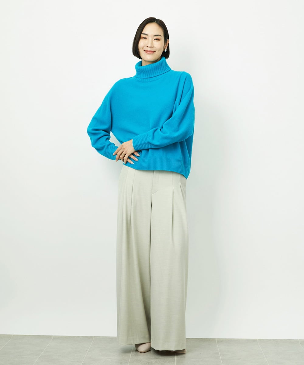 FMFAD28230 MICHEL KLEIN(ミッシェルクラン) ハイネックニット ブルー