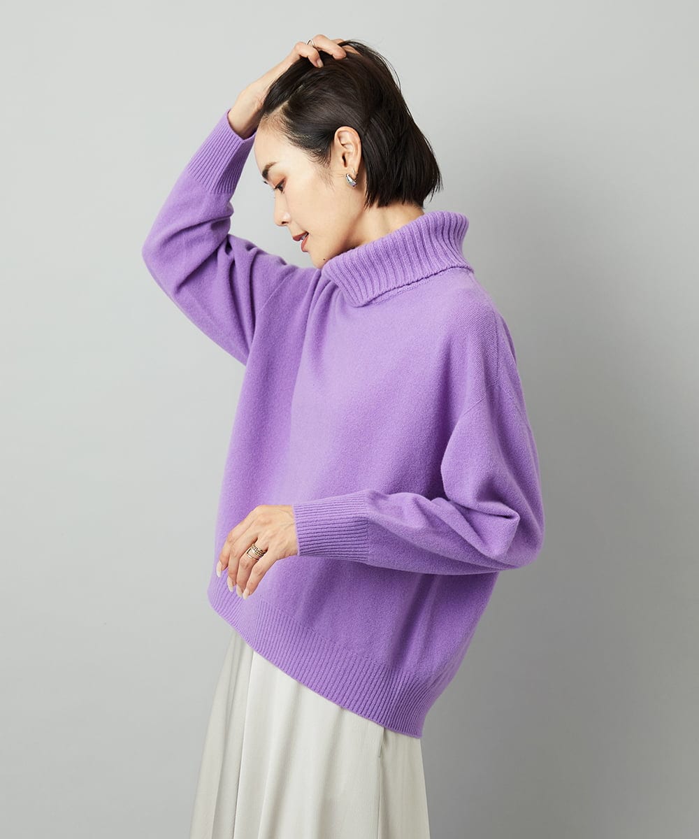 FMFAD28230 MICHEL KLEIN(ミッシェルクラン) ハイネックニット パープル
