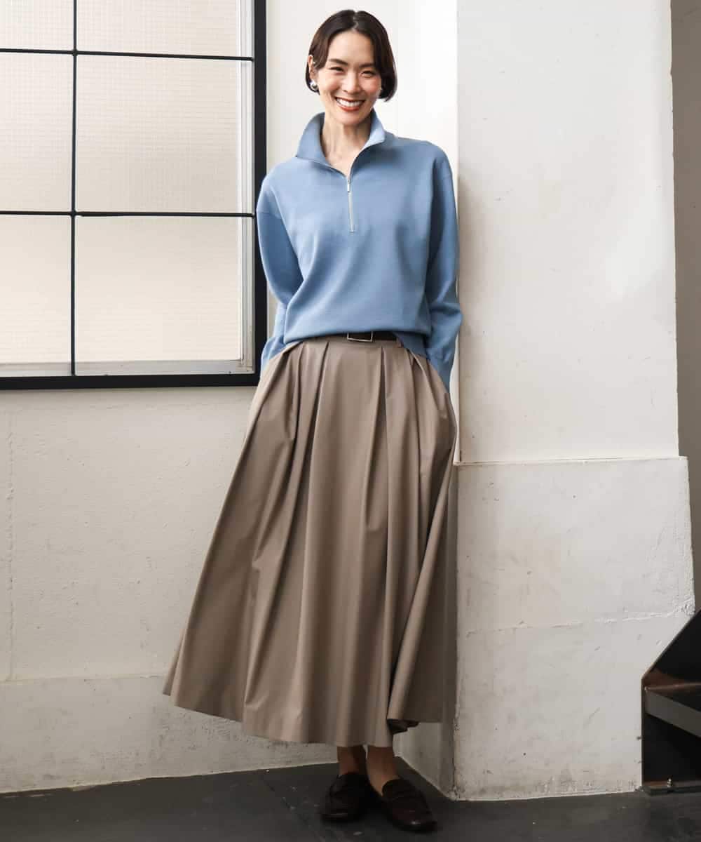 FMFAG32240 MICHEL KLEIN(ミッシェルクラン) ハーフジップニットプルオーバー ブルー
