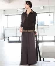 FMFAG32240 MICHEL KLEIN(ミッシェルクラン) ハーフジップニットプルオーバー ブルー