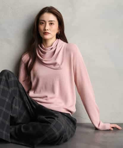 FMFAG40260 MICHEL KLEIN スパンコールラメスカーフ付きニット