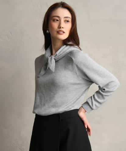 FMFAG40260 MICHEL KLEIN スパンコールラメスカーフ付きニット