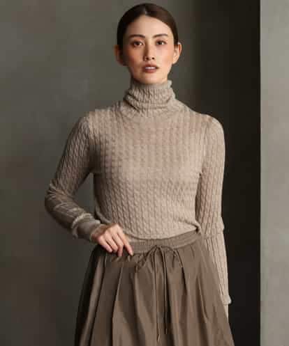 FMFAG41230 MICHEL KLEIN ラメケーブルハイネックプルニット
