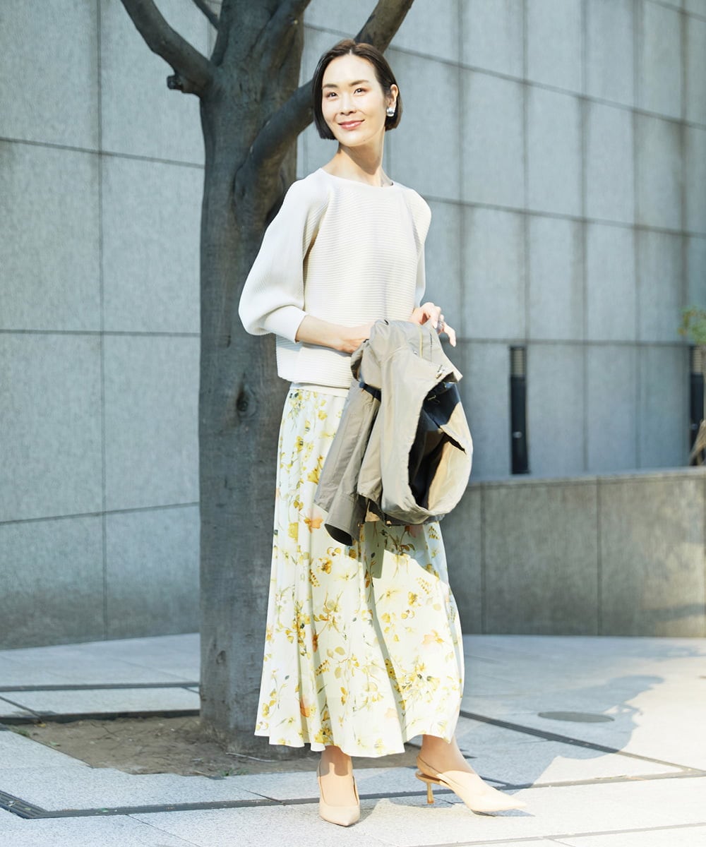 FMFDD17190 MICHEL KLEIN(ミッシェルクラン) [定番人気]ホールガーメント(R)ドルマンスリーブニット アイボリー